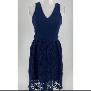 Altar’d State Navy dress. Dainty & delicate lace bottom. Figure flattering.